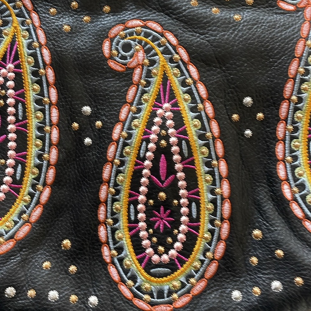 Isabella Fiore Embroidered Leather Bohemian Shoulder Bag Rare Perfect Vintage - Picture 10 of 11